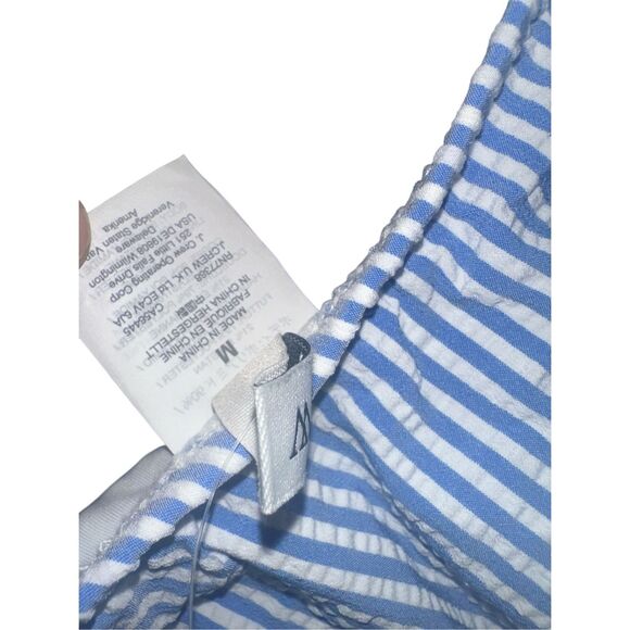 NEW WITH TAGS WOMEN *NEW* J.Crew Blue White Seersucker ONE- SHOULDER RUFFLE Stri - Picture 11 of 11